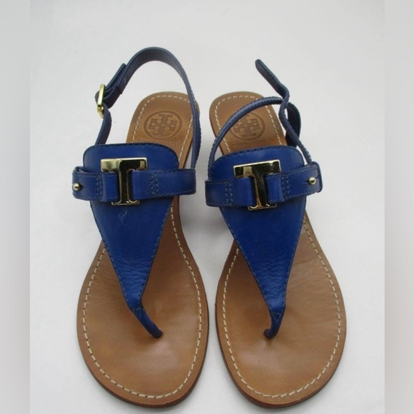 Tory Burch Shoes - Tory Burch Royal Blue Casey Leather Sandals (Size 8)